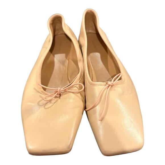 Mansur Gavriel Dream Bow Ballet Flats Ballerina Leather Square Toe Nude Sz 9 - Picture 7 of 10